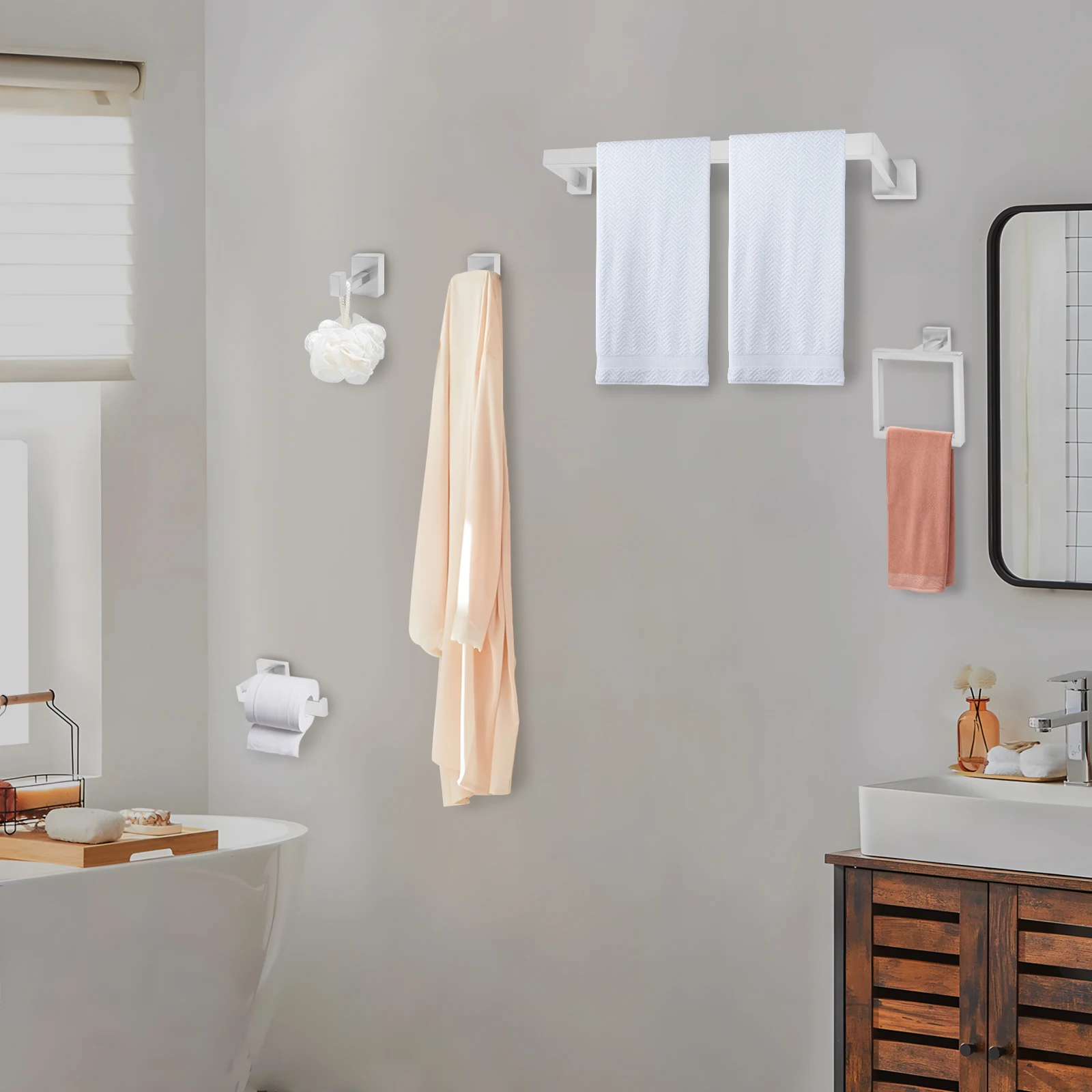 

Wall Mounted 15-Piece Bathroom Towel Bar Set 201 Stainless Steel Towel Bar Set Towel Bar Set For the Bathroom Kitchen Bedroom