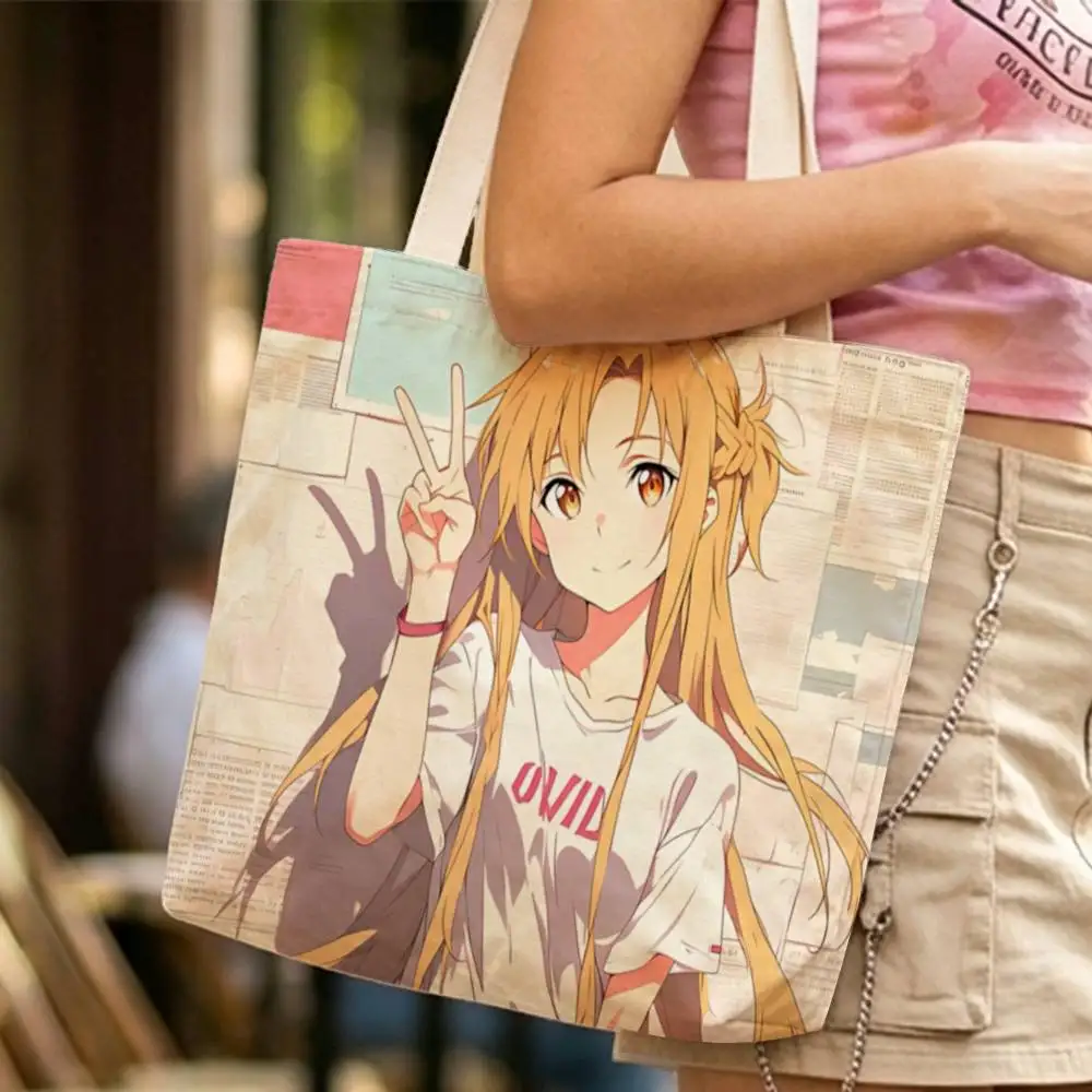 SAO-Anime S-Sword Art Online Waterproof Lined Canvas bags suitable for going to class, shopping, gifts, and commuting