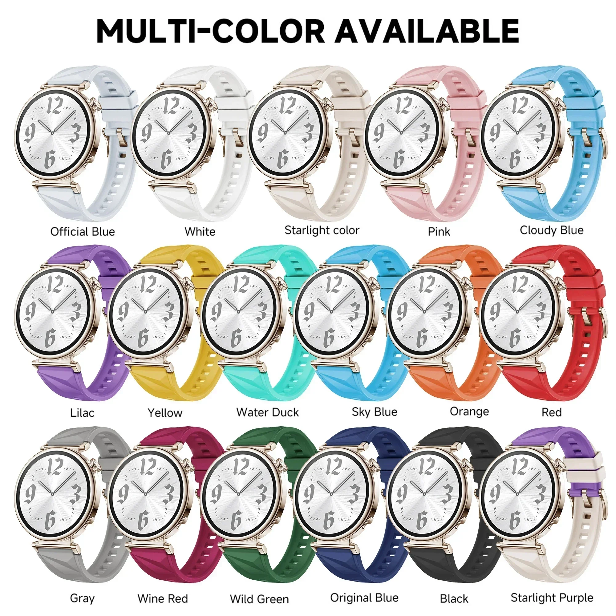 New Silicone Strap For Huawei Watch GT6 GT5 GT4 41MM Official Color Lce Crystal Patterned Bracelet For Huawei Watch GT5 Pro 42MM