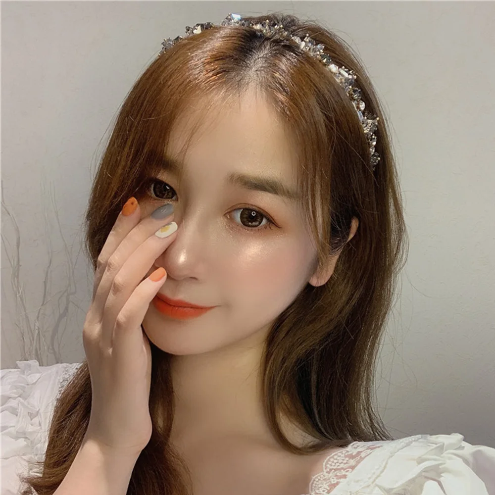 أغطية الرأس سبيكة العروس أنيقة حجر الراين هيرباند الشعر هوب إكسسوارات الشعر عصابات الرأس الكريستال #6