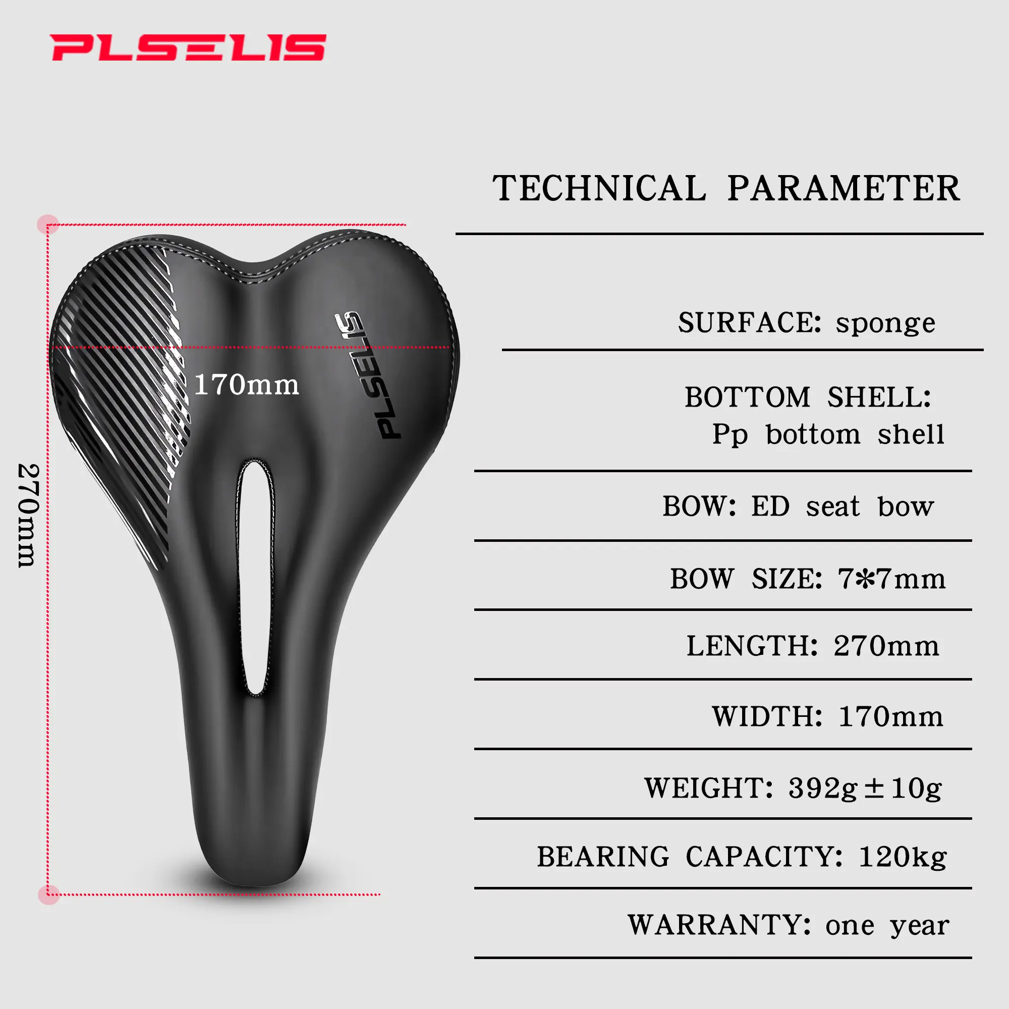 Plselis سميكة لينة دراجة السرج دراجة هوائية جبلية وسادة مقعد مقاوم للماء دائم الطريق دراجة السرج وزنها 392 جرام