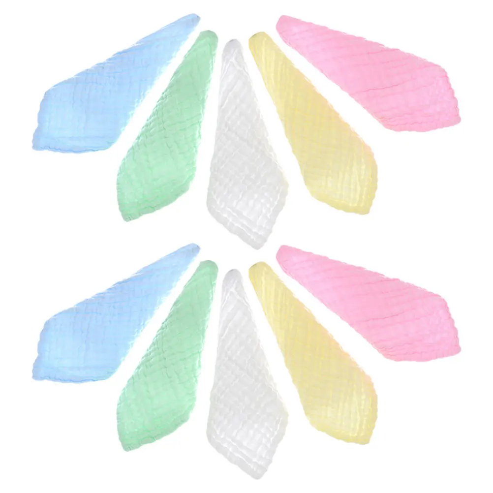 

10Pcs Baby Towels Cotton Soft Absorbent Newborn Washcloths Bath Face Cloth Muslin Burp Cloths Essentials Colored Washcloths