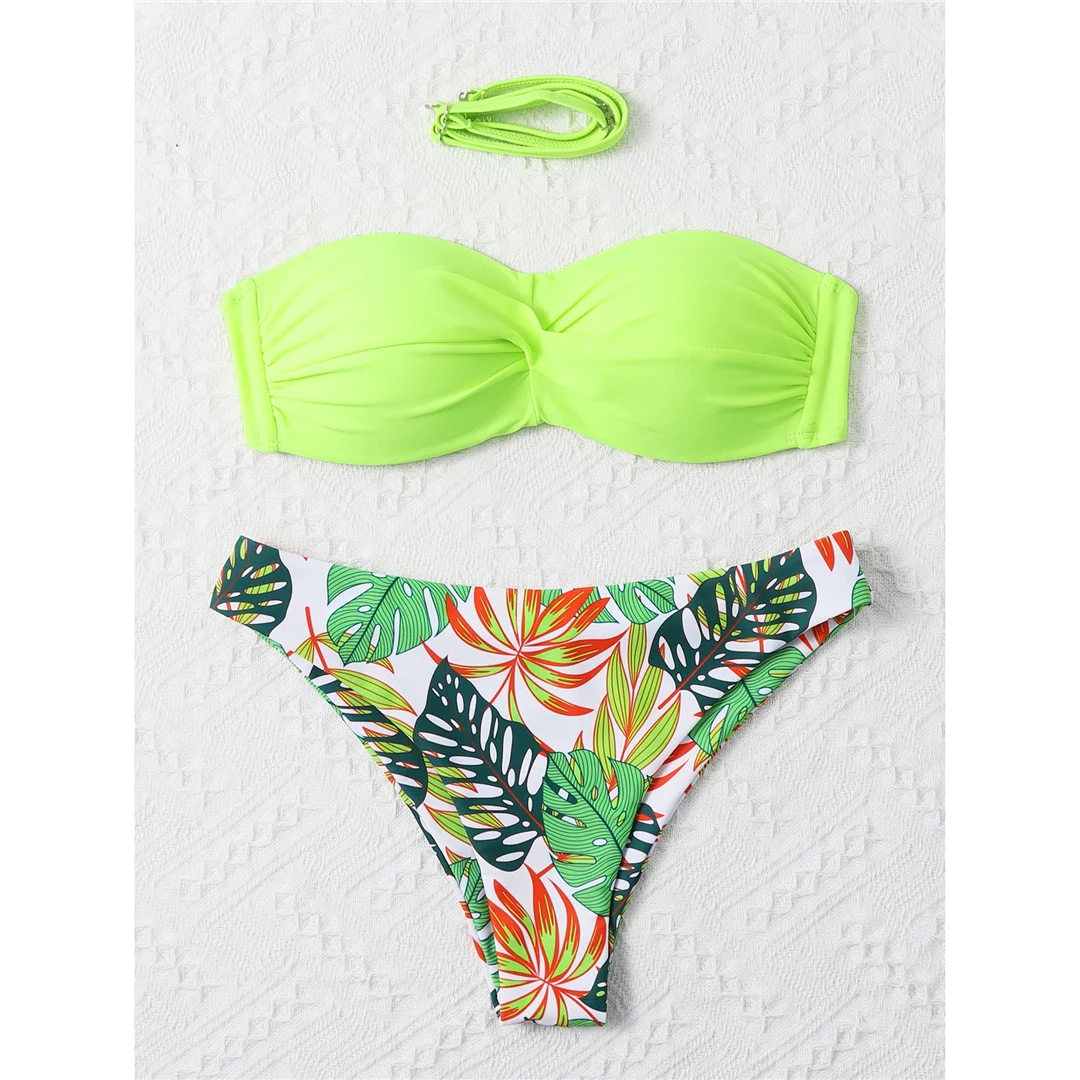 Bikini mit Blumenmuster, Push-up-Badeanzug, Damen-Badebekleidung, zweiteiliges Bikini-Set mit BH-Einlagen, Badeanzug, Badebekleidung, Modell V6296. – Detail 40