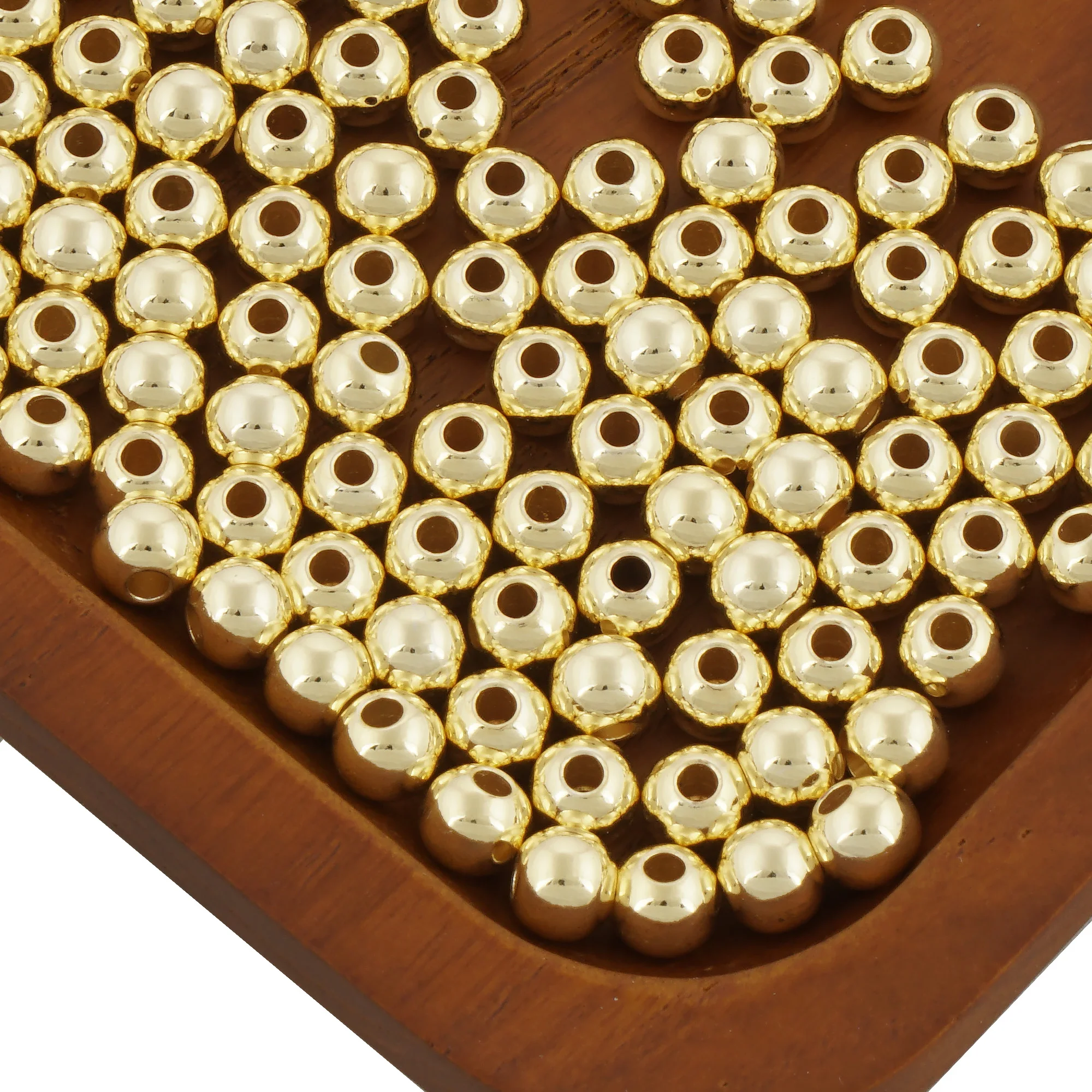 50pcs Gold Filled Ball Spacer Beads For Bracelet Jewelry Making,Multi Sizes,2-6mm,Wholesale-104029