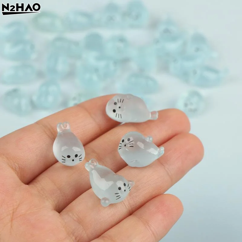 10/20/30Pcs Resin Glow In The Dark Mini Seal Figurines, Resin Sea Animals Miniatures For DIY Craft Home Decoration Supplies