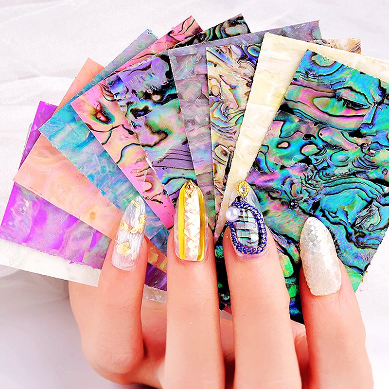 

Adhesive 3D Nail Shell Sticker Abalone Shell Fragments Flakes Sequins For Manicure Nails Art Decoration Design Supplies Material