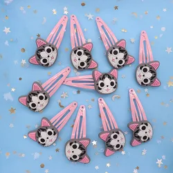 Horquillas para el pelo de dibujos animados de gato para niña, pasadores BB, accesorios para el cabello de PVC, 2 piezas