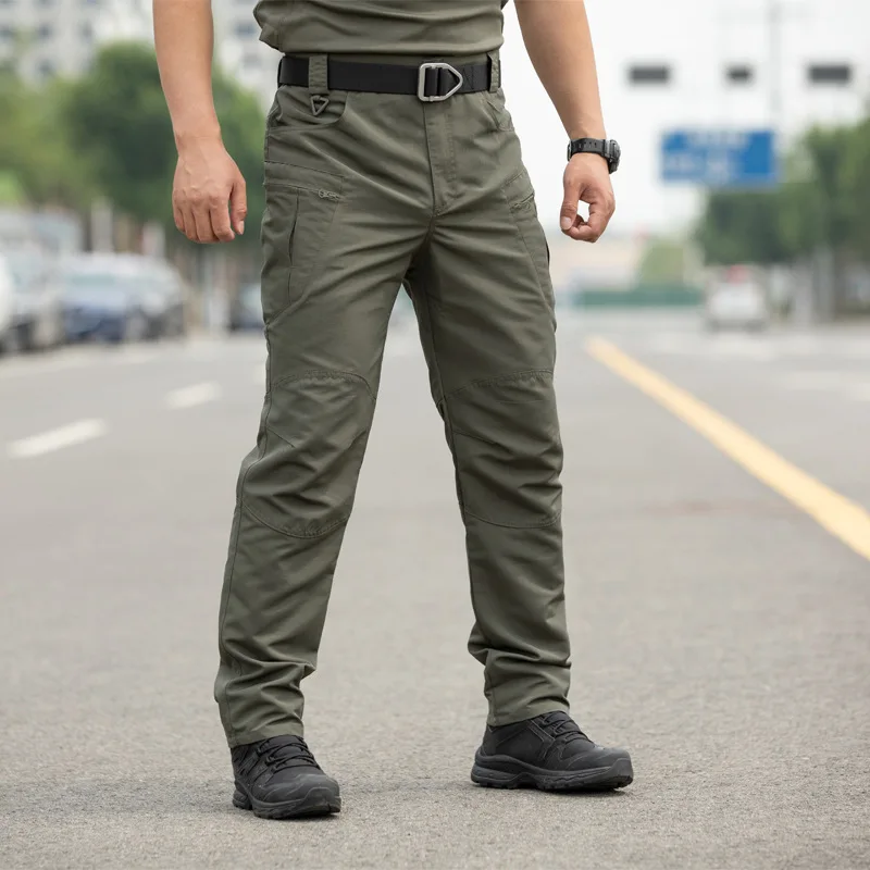 Herren Rip-Stop Taktische Cargohose mit mehreren Reißverschlusstaschen, verschleißfeste gerade Arbeitshose, Outdoor-Wanderhose, Taktikhose – Detail 8