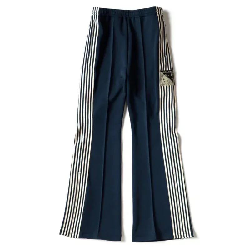 

22aw Kapital Hirata and Hong Japan Style Tricolor Polyester Side Zipper Vertical Stripe Elastic Casual Popular Loose Pants