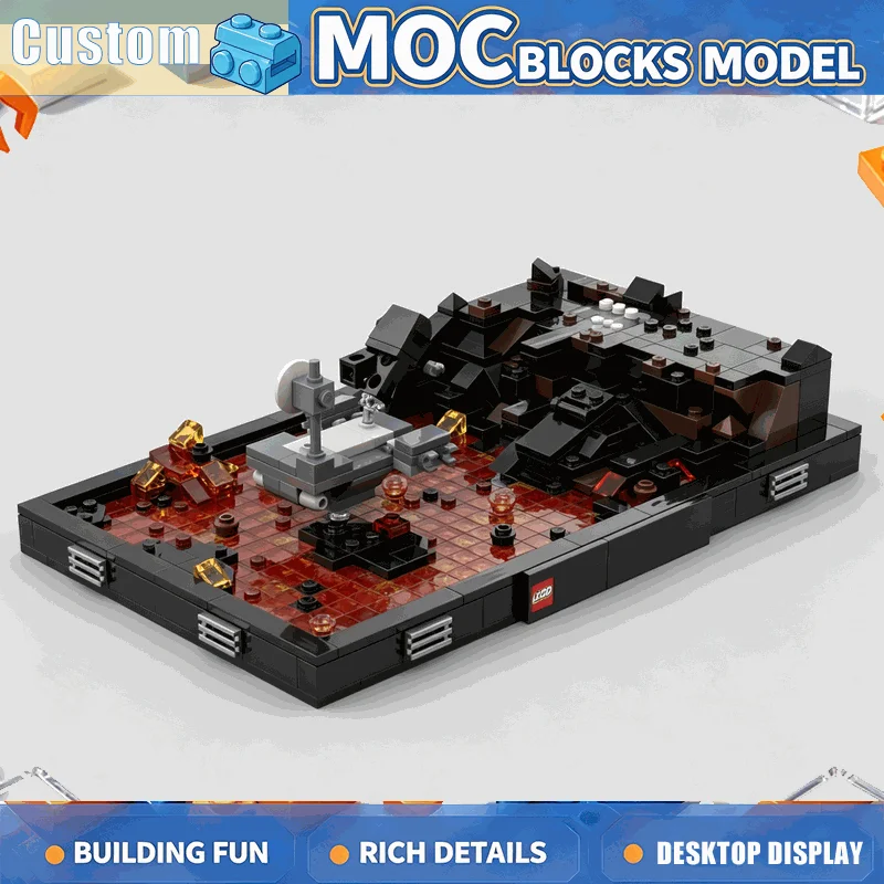 618 PCS Lava Planet Duel Diorama Scene Model Building Blocks Modify DIY Assembly Creative Collection Display Toy Birthday Gift