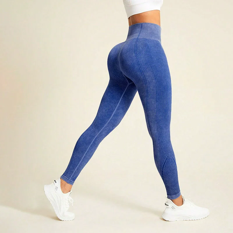 Fashion Matte High-Waisted Belt-Tightening Hip-Lifting Body-Shaping Tight-Fitting Elastic Fitness Running Sports Denim Yoga Pant