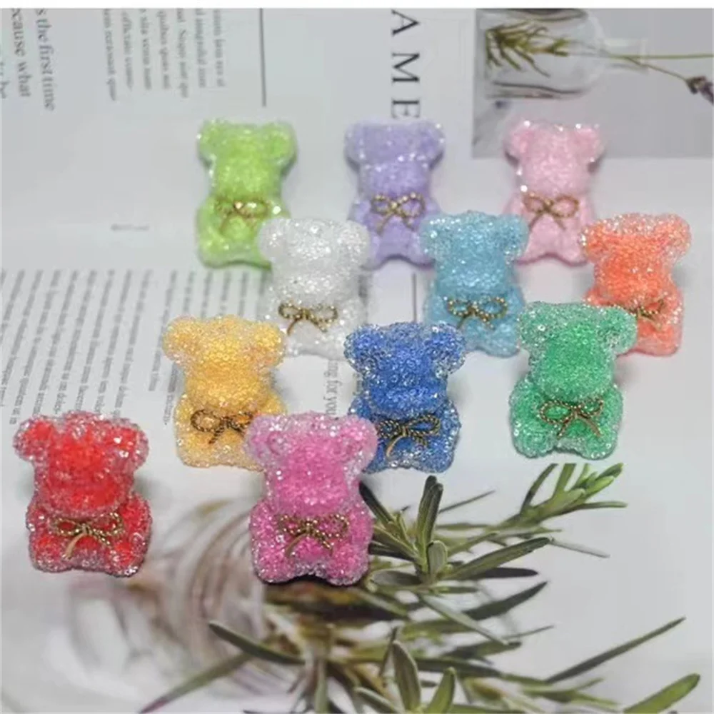 ST30 Cartoon Bear Sugar 3D Straight Hole Bead DIY Jewelry Phone Chain Car Hanging Keychain Accessories Handmade Material