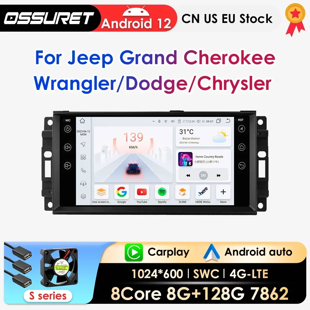 

Автомобильное радио Carplay Android для Jeep Grand Cherokee Dodge Chrysler Wrangler GPS Navi, автомобильные интеллектуальные системы, авторадио 7862