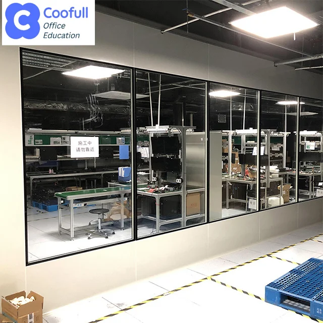 COOFULL Modular Cleanroom System with Large Glass Windows Modern Design Fiberglass Screen Netting Horizontal Opening