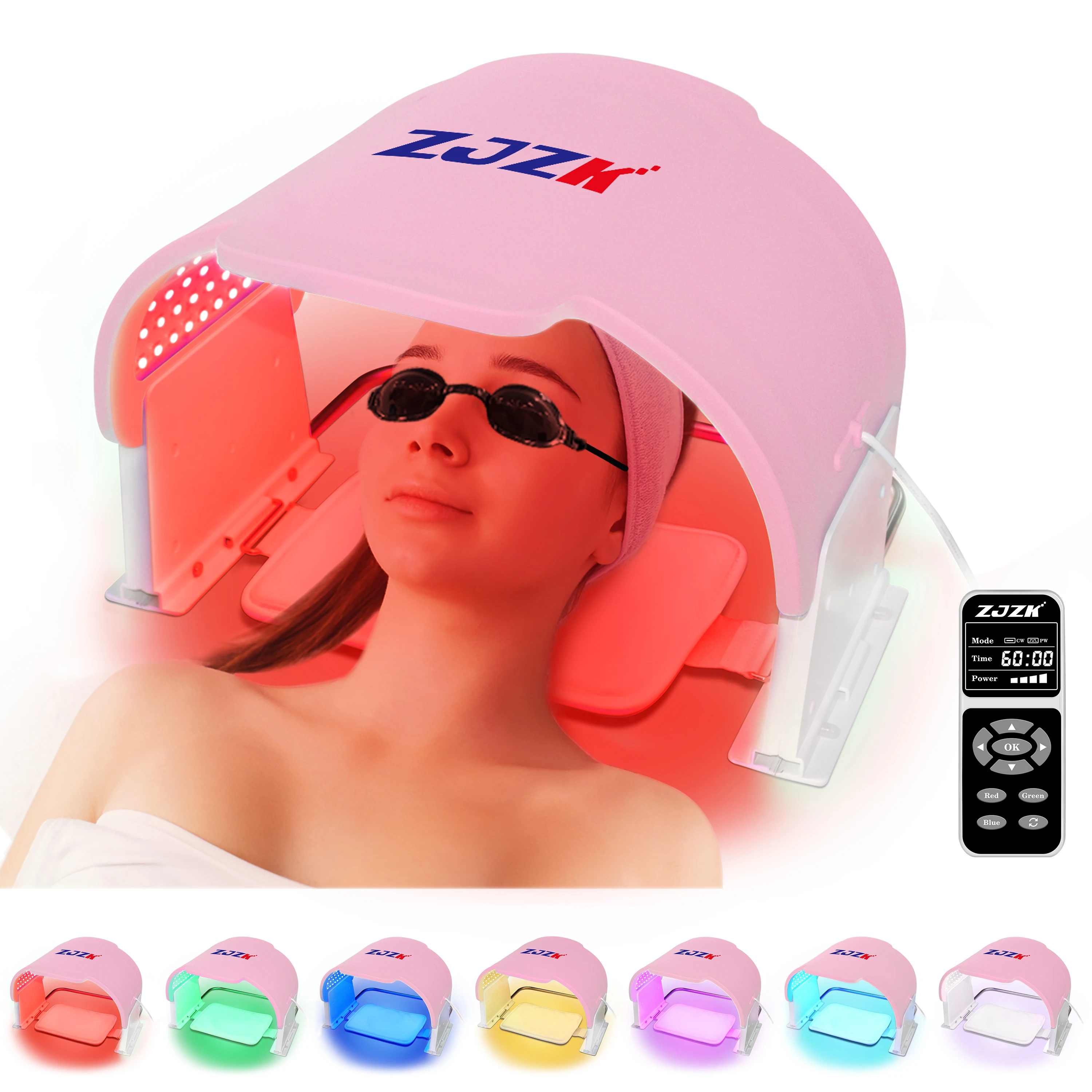 

ZJZK 990 Chips Red Light Therapy 7 Color Led Beauty Device Face And Neck 660nm 850nm 940nm Mask For Proliferated Collagen