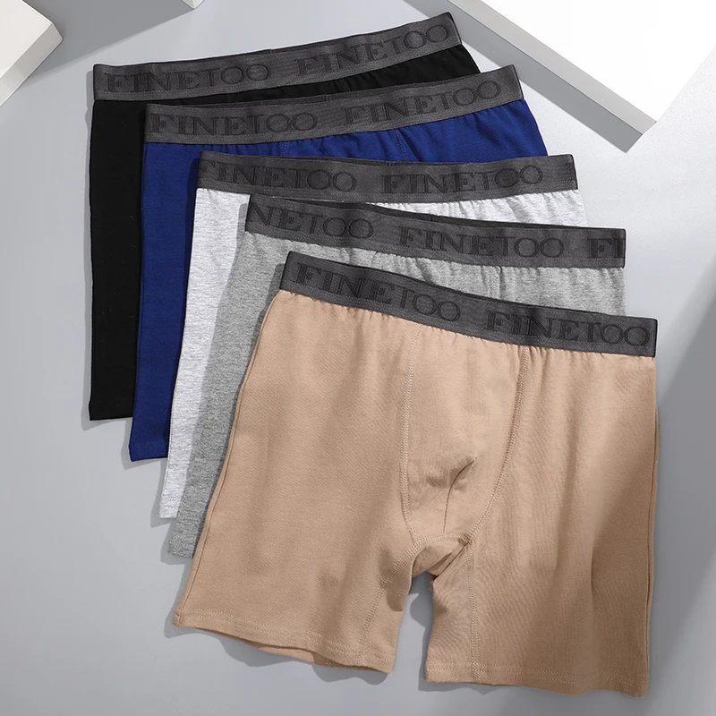 

FINETOO устойчивое спортивное нижнее белье для удлинения ног, мужские хлопковые антибактериальные шорты для бега с промежностью, шорты с четырьмя углами