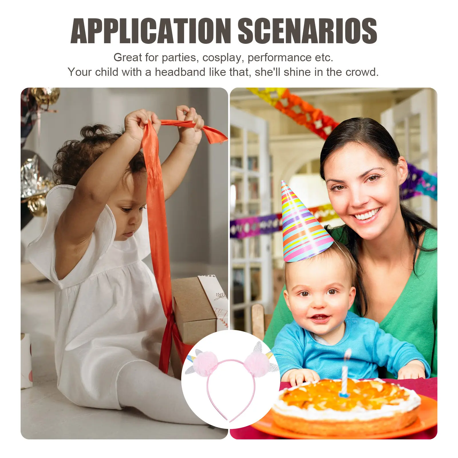 

2 шт. ободки для волос с единорогами, креативные легкие повязки на голову, аксессуары для волос для дня рождения, сценических выступлений, фестивалей