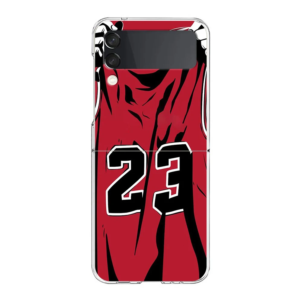 Phone Cover For Samsung Galaxy Z Flip 7 6 5 4 Case Transparent For Samsung Z Flip 3 Hard PC Foldable Basketball Sports No. 23