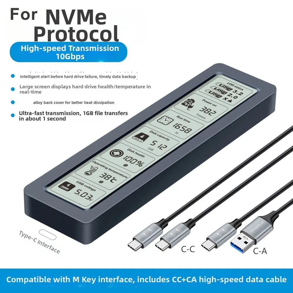 Black Dual NVFor Me SSD Enclosure USB 3.for 2 for Gen for 2 10Gbps For M.for 2 for 2For For 280 CoFor Mpatible