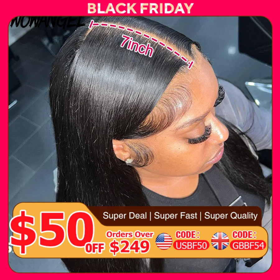 Wow Angel Glueless Wigs 5x5 HD Lace Closure Wigs Silk Straight Melt Skins Deep Part Ready to Go Human Hair Wig Remy For Woman