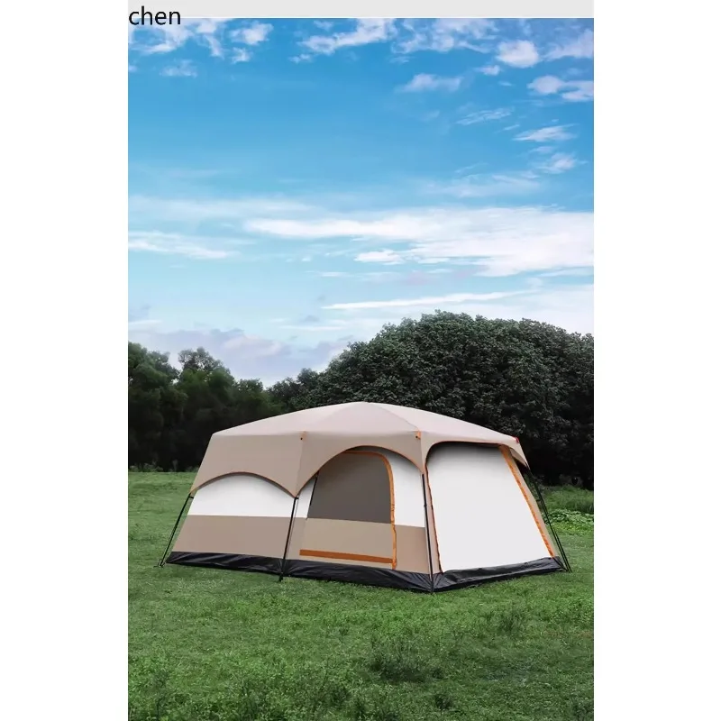 q-4 tent outdoor folding portable two rooms and one living room camping equipment full set