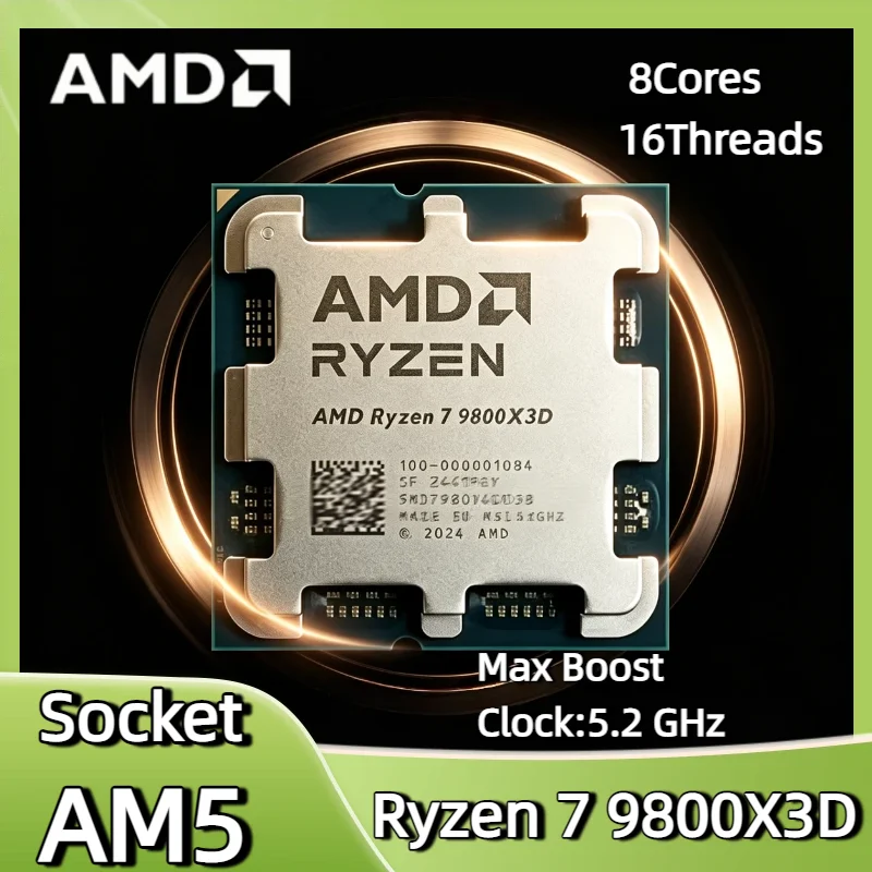 

AMD Ryzen 7 9800X3D 8 Core 16 Thread 4.7GHz 5.2GHz Boost 4nm AM5 104MB Cache 120W DDR5 Gaming Desktop CPU Tray