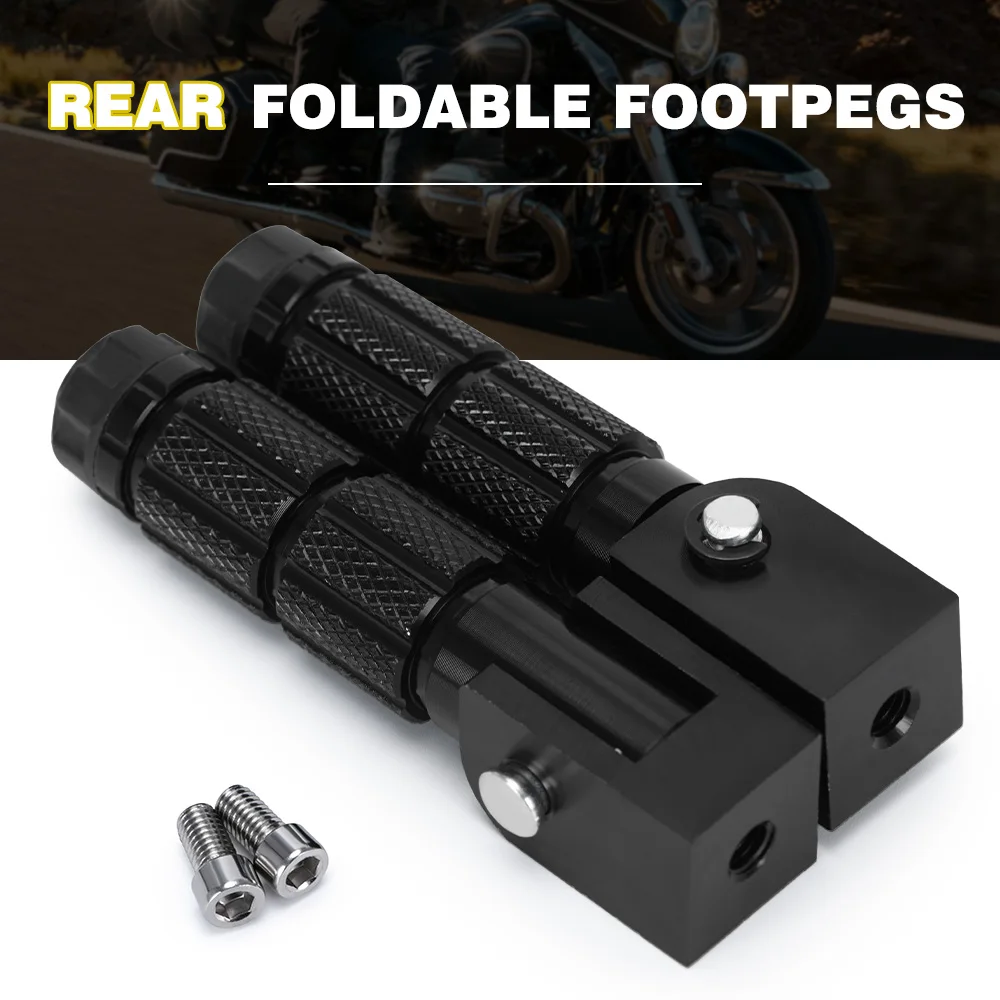 2 Pcs M8 Universal Motorcycle Motor Bike Folding Footrests Footpegs Foot Rests Pegs Rear Pedals Set CNC Aluminum Motorcycle Part