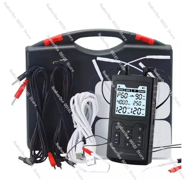 Portable 4000Hz Interferential EMS TENS Unit, 60 Modes Adjustable Frequency Muscle Stimulator Massager for Pain Relief