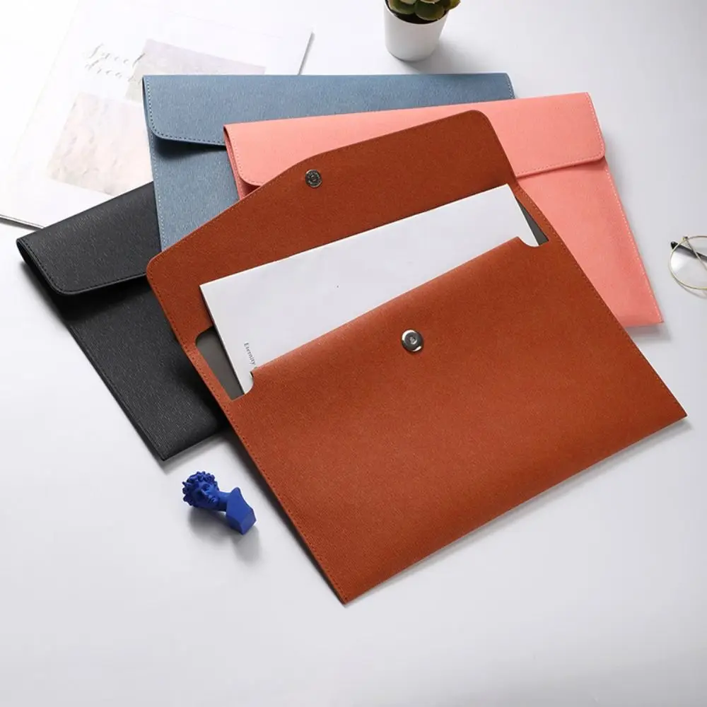 Bolsa para documentos de piel sintética de gran capacidad, bolsa portátil de cuatro colores para información comercial, resistente al desgaste y duradera