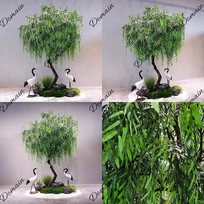 To Large Artificial Weeping Willow Faux Tree Indoor Landscape Greenery Minimalist Window Display Decor