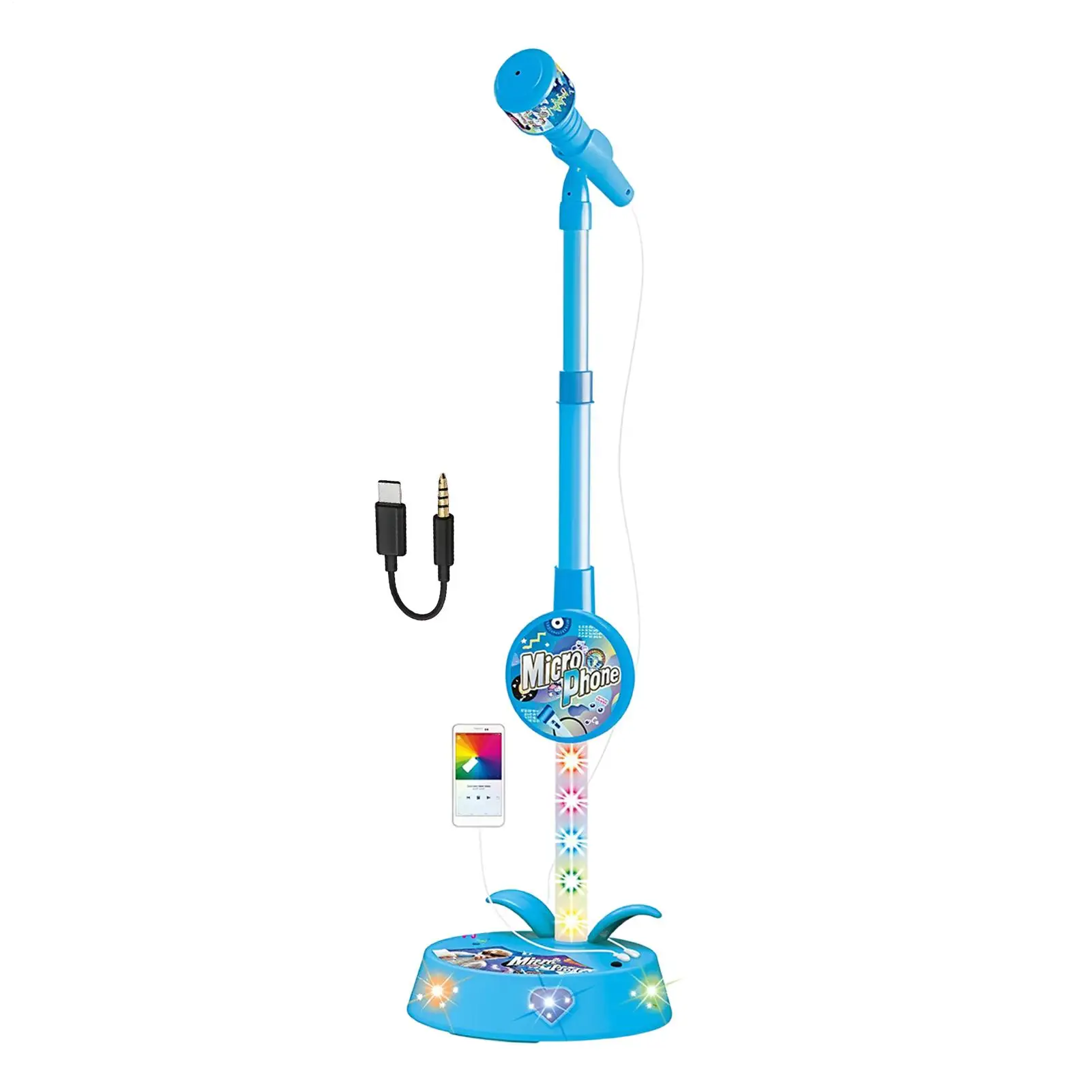Microphone for Kids with Stand Wireless Adjustable Height Portable Toys Kids Karaoke Sing Music Microphone for Classroom Travel