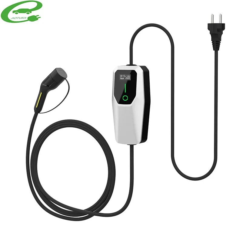 AOTUKA Portable EV Charger Wallbox Charging Cable for Home EU Plug Controller for Electric Car Type 2 3.5KW 16A 5m 220-480V