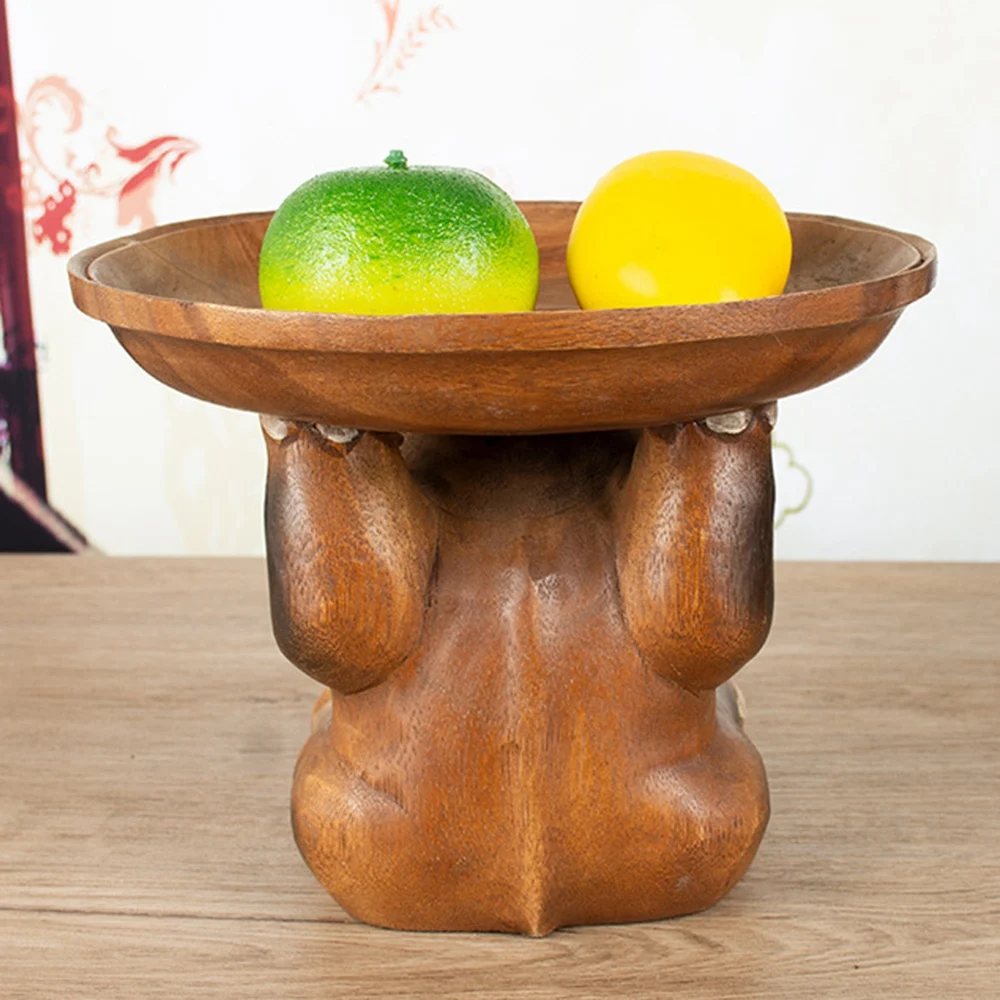 【FLASH DEAL】Solid Wood Fruit Tray Southeast Asia Hand-Carved Elephant Top Plate Creative Home Decoration Coffee Table Fruit Bowl