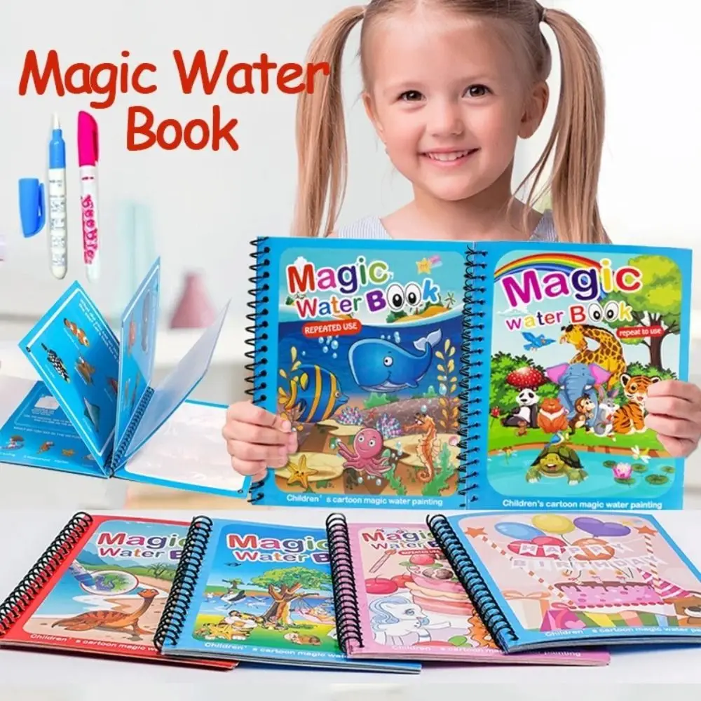 Livro de colorir reutilizável Magic Water para crianças, Brinquedos sensoriais para crianças, Brinquedos de desenho DIY