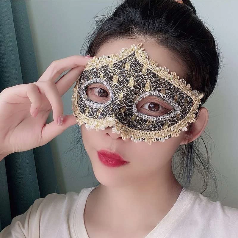 Aldult Mask Half Face Princess Halloween Masquerade Blindfold Lace Eye Mask Birthday Party Carnival Dance Show Sexy Fashion Girl