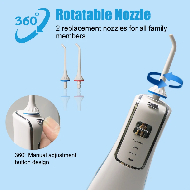 Rechargeable Oral Irrigator Water Flosser Hygienic Induction Base Charging For Dental Cleaning And Promoting Blood Circulation