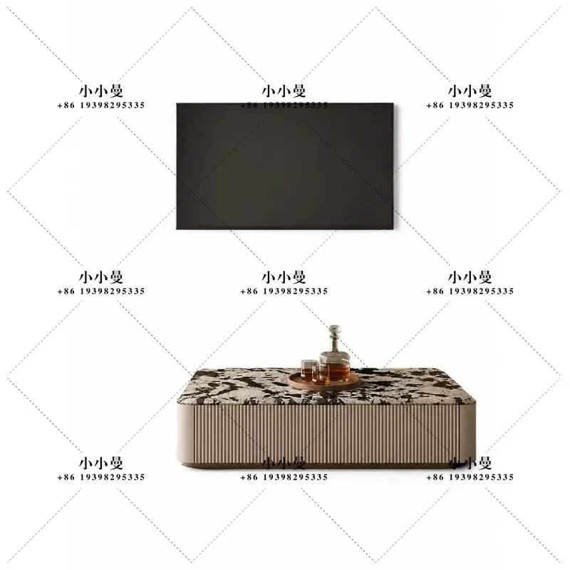 Natural Marble TV Cabinet and Coffee Table Modern Simple Living Room Furniture Long Low Floor Storage Console for Home Decor