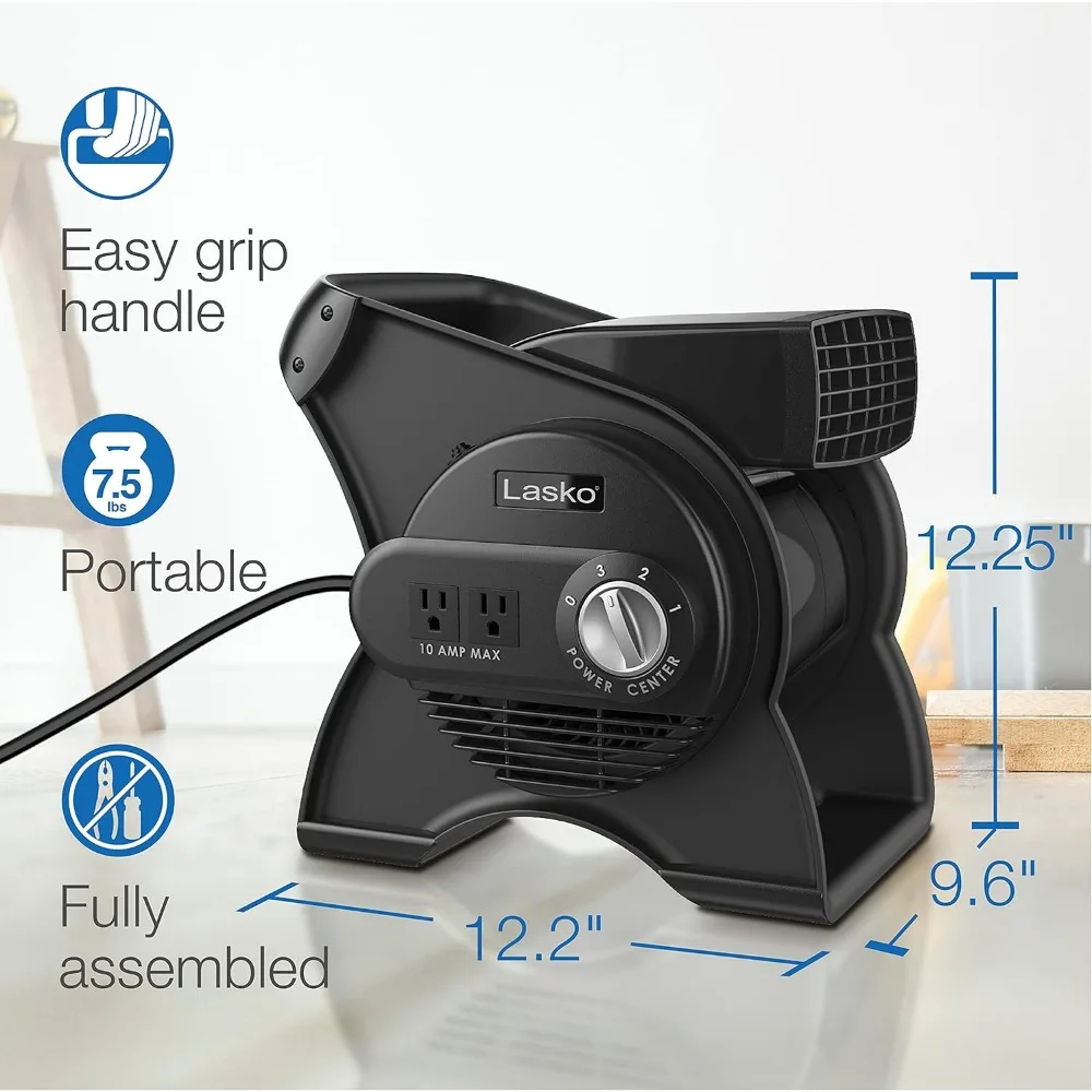 Imagem -06 - Lasko High Velocity Utility Fan Ventiladores Blower Local de Trabalho ou Uso Doméstico 12 Velocidades Acessórios Tomadas 120v 289 Cfm