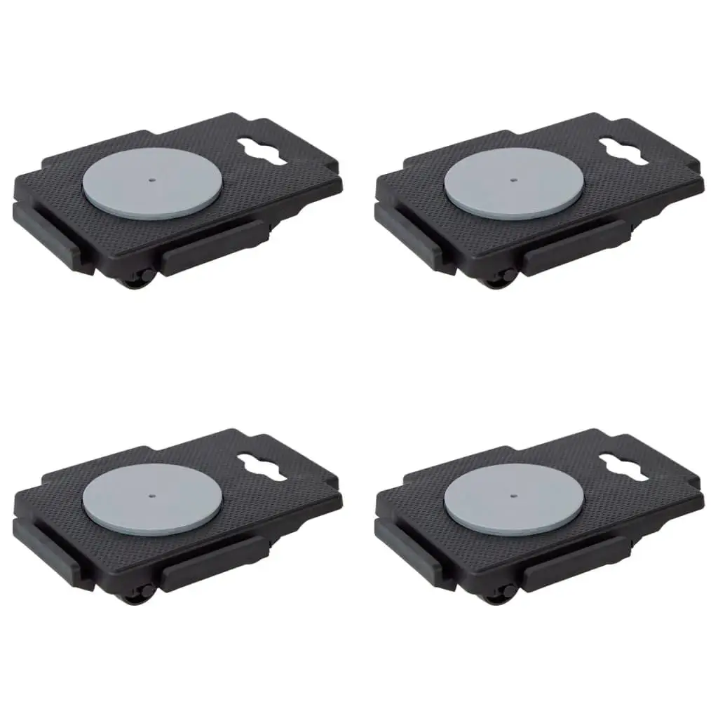 

4-Pack 8-Wheel Moving Dollies - Heavy-Duty Black Polypropylene, Supports 330.7 lbs