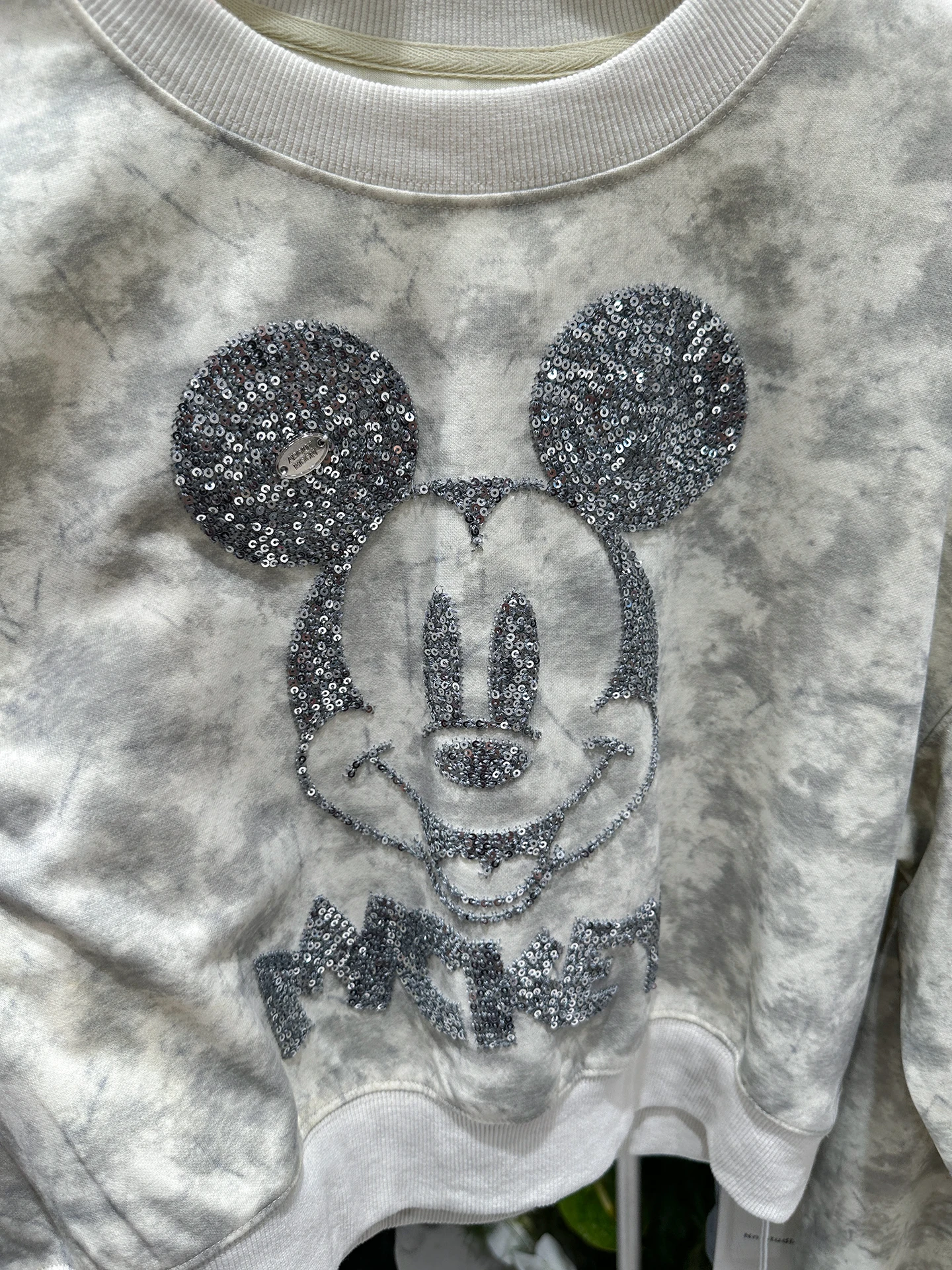 Heavy Industry Tie-Dye Embroidery Round Neck Short Sweatshirt for Women Loose High-Waist Design Cartoon Long Sleeve Top Autumn