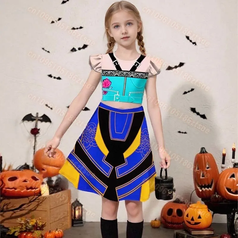 

Girls Trendy Group Pop Singers Demon Hunters Zoey Cosplay Dress Kids 3D Print Stage Outfits Halloween Costumes for 3-12 Years