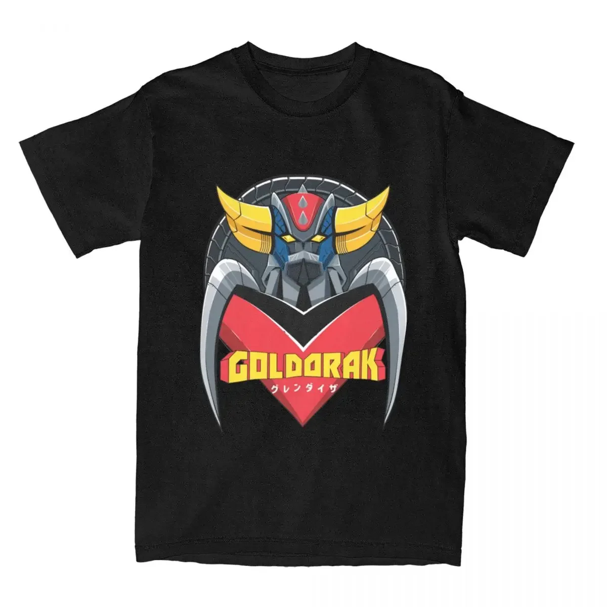 Funny Pure Cotton Tee Shirt Crew Neck Short Sleeve EU Size Tshirt 1975 UFO Robot Grendizer T Shirt Men Women UFO Robot Goldorak