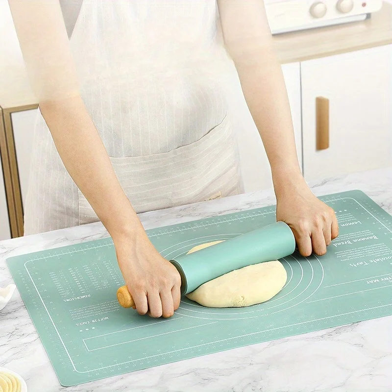 Silicone Amassar Mat e Rolling Pin Set, Extra grande, Non-Slip, Cozimento sem esforço