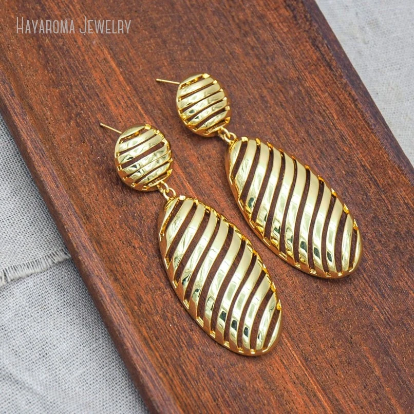 

5Pcs Gold Color Copper Round Coin Shape Circle Geometric Oval Hollow Out Wholesale Metal Earrings