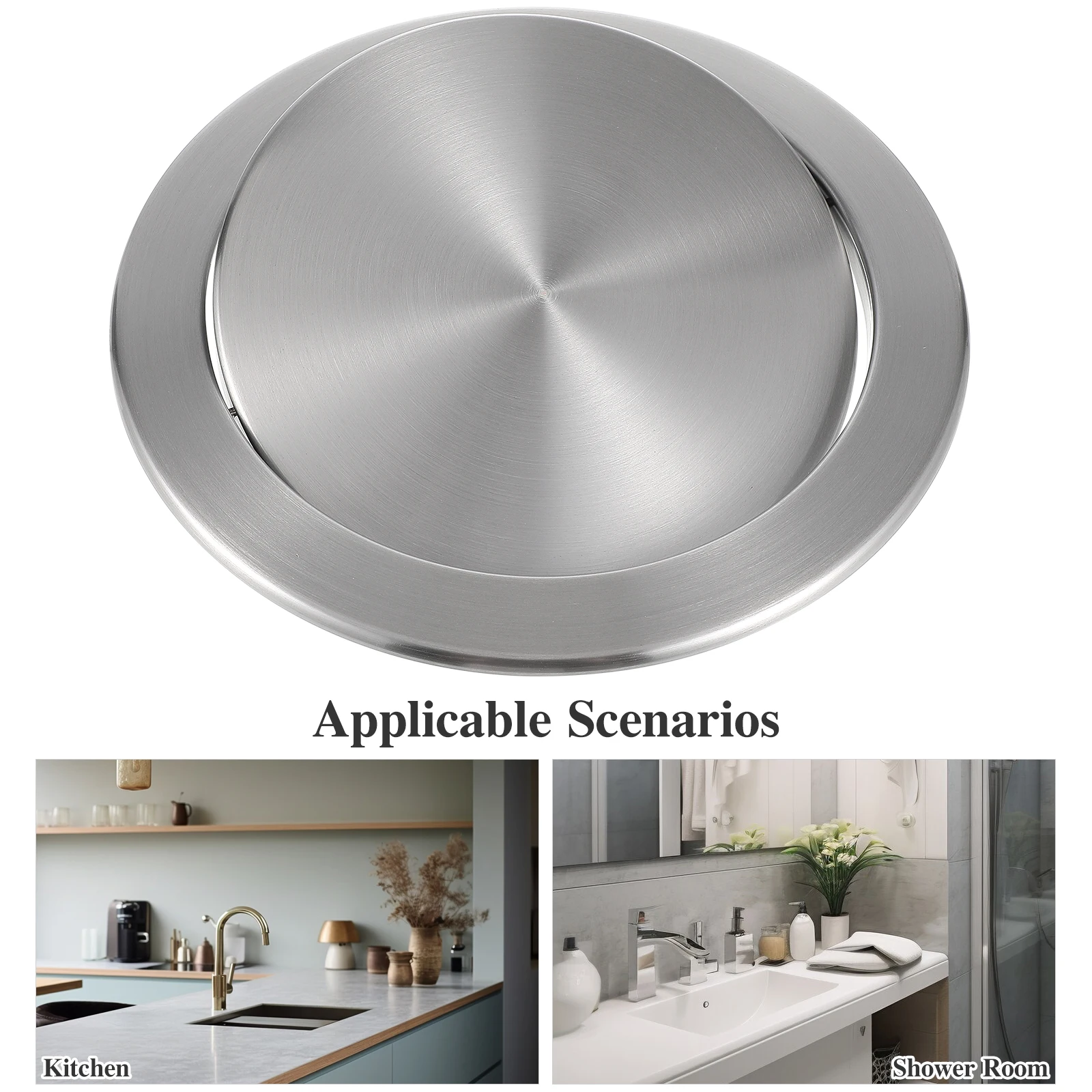 

Stainless Steel Trash Can Lid Embedded Recessed 430 Home Kitchen Countertop Grommet Waste Bin Cover Flush Flap Garbage