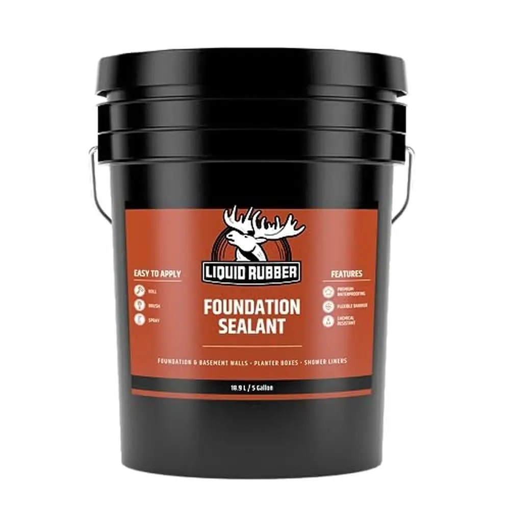 Waterproof Black Sealant Foundations Basements and More Flexible & Easy Application Environmentally Friendly 5 Gallon Size