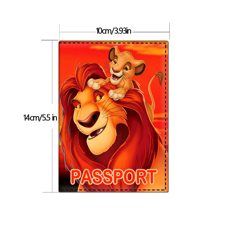 The King Lion Simba Passport Cover PU Leather Cards Case Travel Passport Holder Wallet Document Tickets Organizer Case Women Men