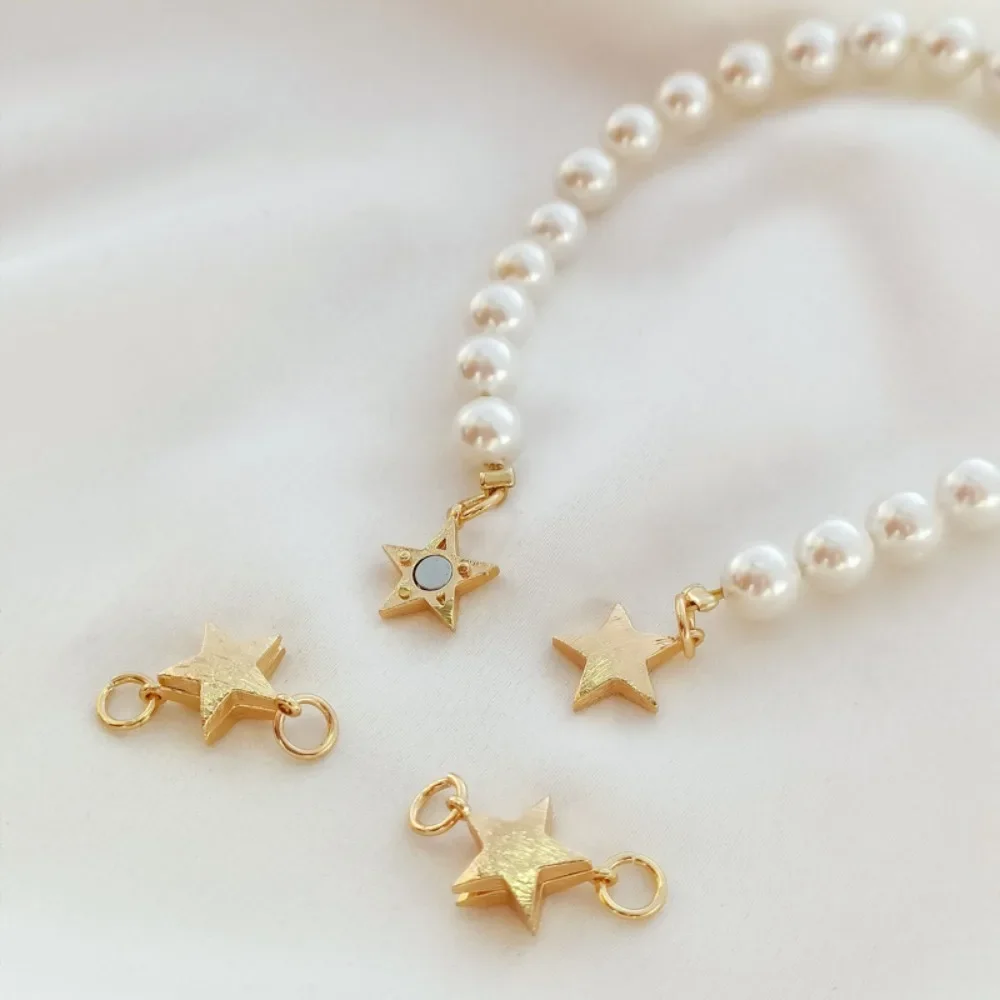 سوار بمشبك مغناطيسي على شكل نجمة خماسية غير لامعة من الذهب عيار 14 قيراط مع توصيل نهائي لرأس QQ، DIY يدويًا