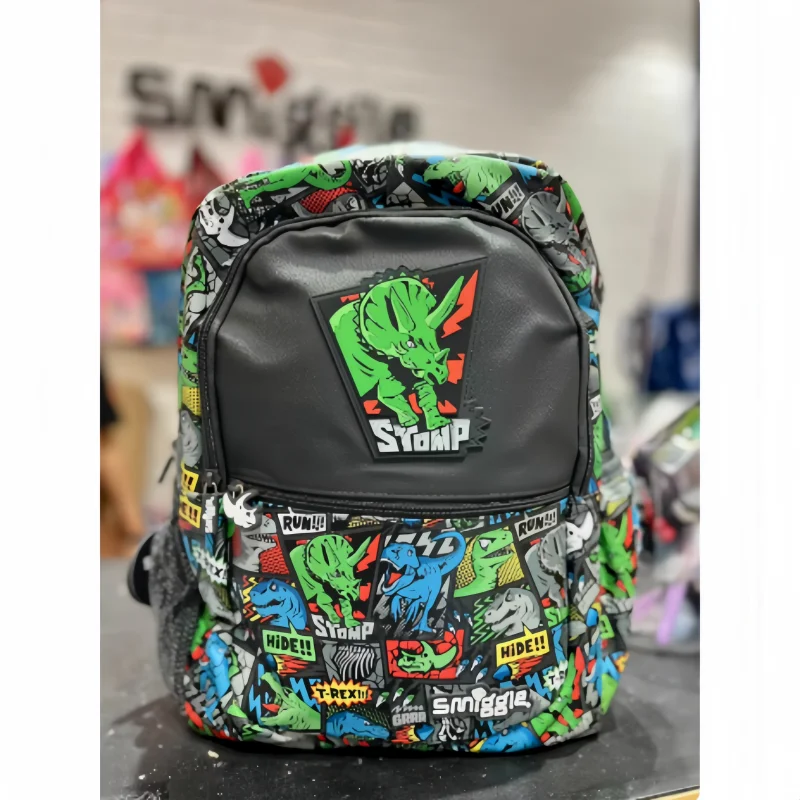 Genuine Australian Smilgle Children'S Backpack Cartoon Triangle Dragon Pattern Campus New Fashionable Student Backpack Meal Bag