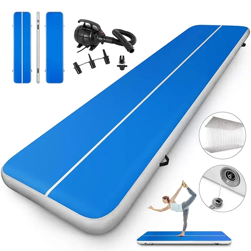 12*1*0.2m Inflatable Air Tumbling Mat ยิมนาสติก Tumble Track Air Mats สําหรับการฝึกอบรมด้วยปั๊ม